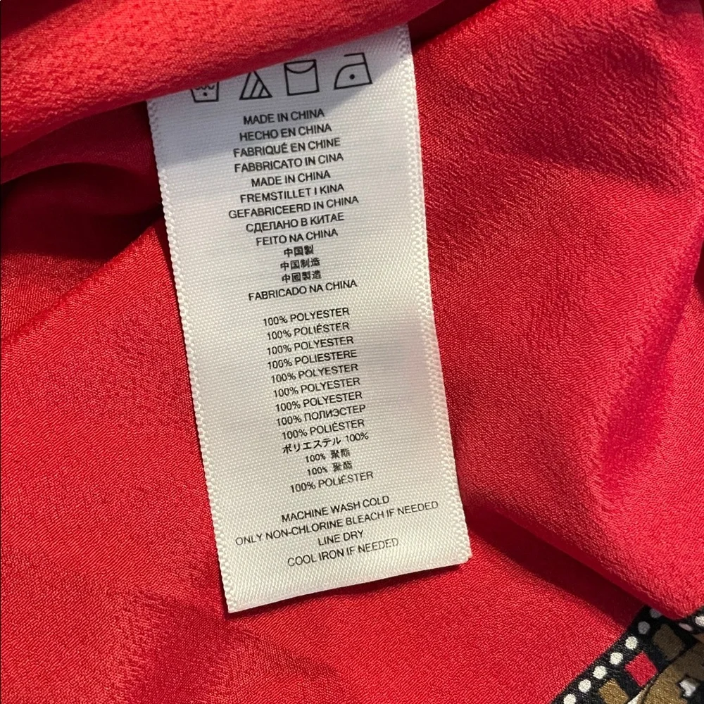 MICHAEL KORS RED & BLACK PAISLEY BLOUSE CAPE PONCHO ONE SIZE FITS MOST